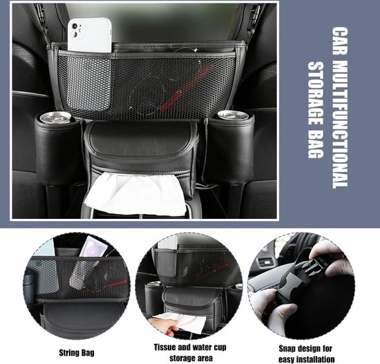 1 STUK 3-laags auto mesh organizer, stoelrugzak, barrière voor huisdieren op de