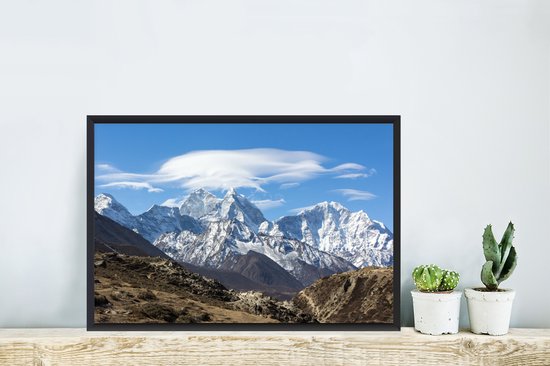 Affiche avec cadre Himalaya - Vue sur l' Himalaya - cadre photo noir - 60x40 cm - Affiche avec cadre