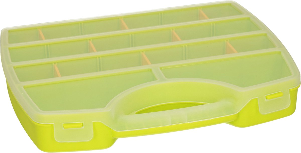 Plasticforte Koffertje/opbergdoos/sorteerbox - 13-vaks - Groen