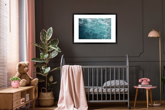 Poster in lijst - Fotolijst 90x60 cm - Posters - Zee - Water - Turquoise - Posterlijst zwart - Decoratie - Wanddecoratie woonkamer - Muurdecoratie slaapkamer