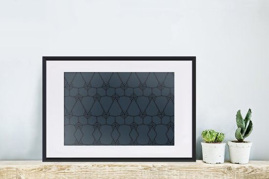Motif Luxe de fleurs et de lignes noires sur fond bleu foncé 60x40 cm