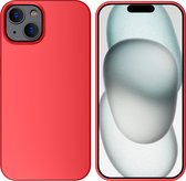 Hoesje Geschikt voor iPhone 15 hoesje Silicone / zacht siliconen - Liquid Silicone Backcover - Rood