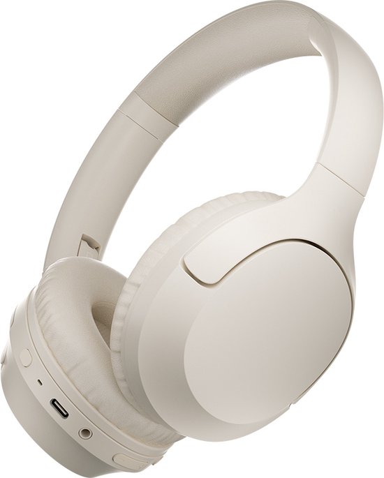 Over Ear Koptelefoon Draadloos - Draadloze Headset met Microfoon - Bluetooth 5.3 - 60 Uur Batterij - Inklapbaar - ENC Kristalheldere Gesprekken - Bluetooth Headset - Wit