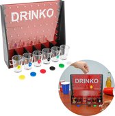 Cheqo® Drinko Drankspel - Voor 6 Spelers - Inclusief Shotglazen en Fiches - Drinkspel - 28x25x7cm