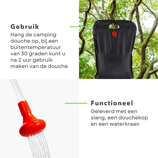 Cheqo® Campingdouche 15 Liter - Outdoor Douche - Buitendouche - Douche voor Camping - Zonnedouche - Waterzak - Douchezak van Cheqo — afbeelding 4