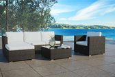 Concept-U - 6 -Seater Garden Furniture in zwart -wit gevlochten hars NEVALA