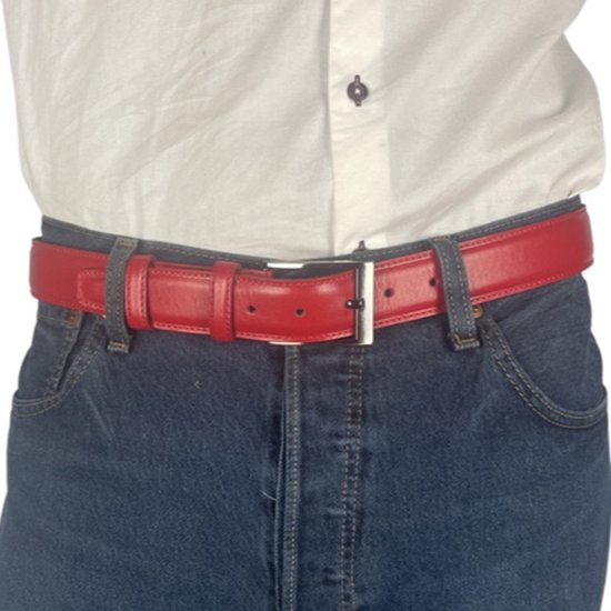 Arrigo Riem en cuir ou en cuir pour femmes Riem hommes - 3,5 cm de large ceinture rouge unisexe pantalon 90 cm