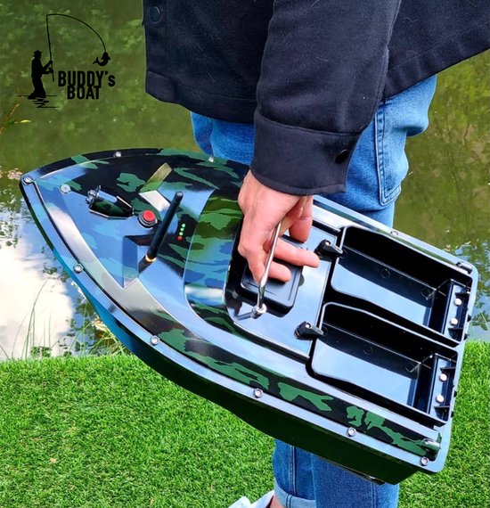 BUDDIE'S® Voerboot - 2 Batterijen - 3KG Laadvermogen - 2 Voerbakken - Verlichting - 500 meter bereik - Opbergtas - Voerboot Karper - Baitboat - Karpervissen van Merkloos — afbeelding 5