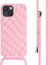 iMoshion Hoesje Geschikt voor iPhone 15 Hoesje Met Koord - iMoshion Siliconen design hoesje met koord - Roze / Retro Pink
