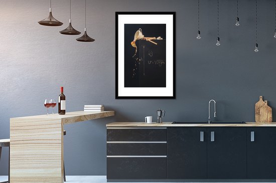 Koffie - Schoolbord - Kop - Wanddecoratie - Muurdecoratie - Poster - Fotolijst - 60x90 cm