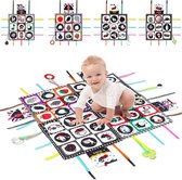 Tapis de bébé contraste élevé 4 pièces livre en tissu noir et blanc jouets de bébé séparables avec miroirs anneau de dentition Cognition speelgoed d'apprentissage cadeaux pour bébés