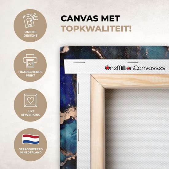 Toile Peinture Marbre - Goud - Rosé - 140x90 cm - Décoration murale