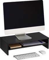 Relaxdays monitorstandaard opbergruimte - zwart - modern - beeldschermverhoger - bureau
