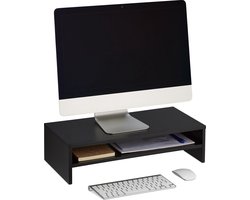 beeldscherm verhoger - met plank - 14,5 x 54 x 25,5 cm - modern - zwart