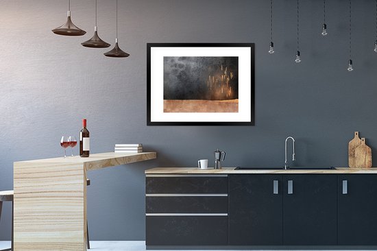 Cadre photo avec affiche - Abstrait - Or - Design - 80x60 cm - Cadre pour affiche