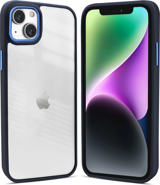 Coverzs telefoonhoesje geschikt voor Apple iPhone 13 solid bumper hoesje - optimale bescherming - mat - transparant / blauw