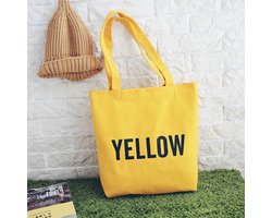 Katoenen Tote Bag met rits YELLOW - Klein 35x31cm - CadeauOnline