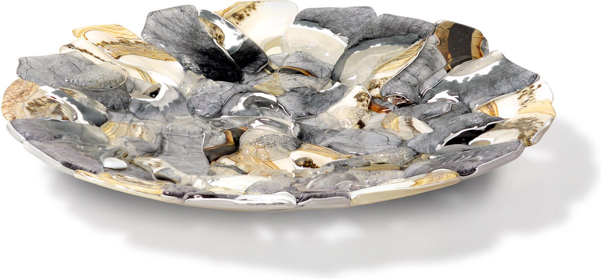 Terroso - Decoratieve Schaal - Fused Glas - Schelp - Diameter 40 Cm - Een Uniek Kunstwerk