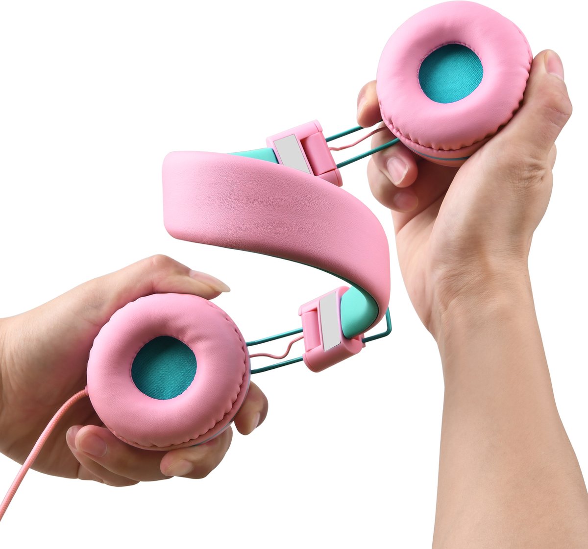 Afbeelding 3 van WiseQ Geluidsdempende Koptelefoon voor Kinderen met Draad – Volumebegrenzer 93dB - vanaf 3 tot 15 jaar – Extra Stevige Koptelefoon voor Kinderen – Roze / Unicorn-Bubblegum