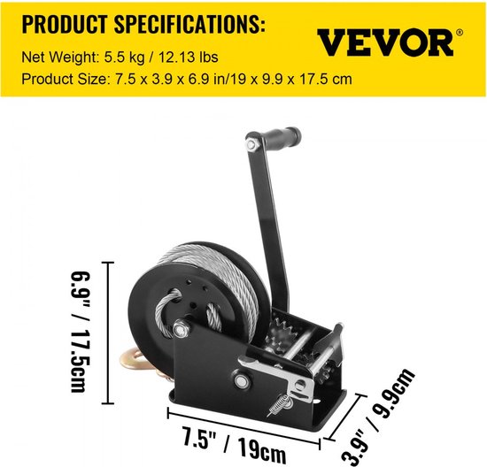Treuil Manuel à Sangle VidaXL 1587 Kg - Pour Remorques, Bateaux, Camions - Polyester Résistant - 8 Mètres