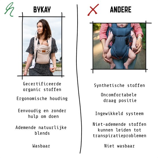 ByKay Click Classic - draagzak baby - ergonomisch - tot 18kg - newborn tot 2 jaar - comfortabel en snel - beige - Rib Almond Sand