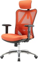 SIHOO bureaustoel bureaustoel, ergonomisch, verstelbare lendensteun, 150kg belastbaar ~ zonder voetsteun, oranje