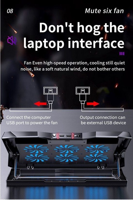Laptopstandaard Met Ventilator - Laptop Notebook Cooler Cooling Stand Verstelbaar - 5V2A 4 laptopradiatorbasisondersteuning Versnellingen 12-17.8in Laptopstandaard Met Ventilator - Laptop Notebook Cooler Cooling Stand Verstelbaar - 5V2A 4 laptopradiatorbasisondersteuning Versnellingen 12-17.8in