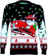 Pimp Santa foute kersttrui - Maat XS - Foute Kersttrui - DrunkenDinos - Gebreide kersttrui - Foute trui - Kleding Kerstfeest - Kerstkleding - Foute kleding - Kerst trui - Lelijke Kersttrui - Grappige Kersttrui - Pooier kerstman - Vliegende Cadillac