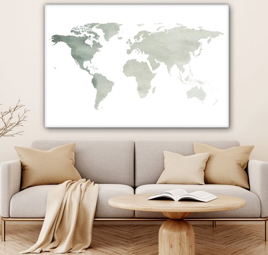 murando Prikbord Wereldkaart 120x80 cm Kurk Boord & Canvas Afdruk op Niet geweven Materiaal Memobord Prikbord Afbeelding Foto Schilderen Home Decor Muurkaart kaart continenten k B 0009 p d