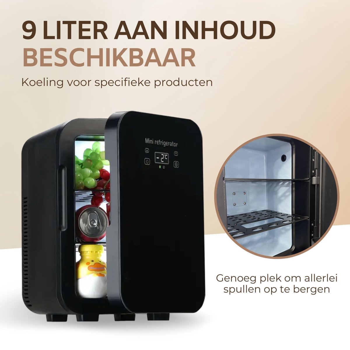 Acestore Luxe Mini Koelkast - 10 Liter - Zwarte Glazen Deur - Zwart - Mini  Beauty... | bol