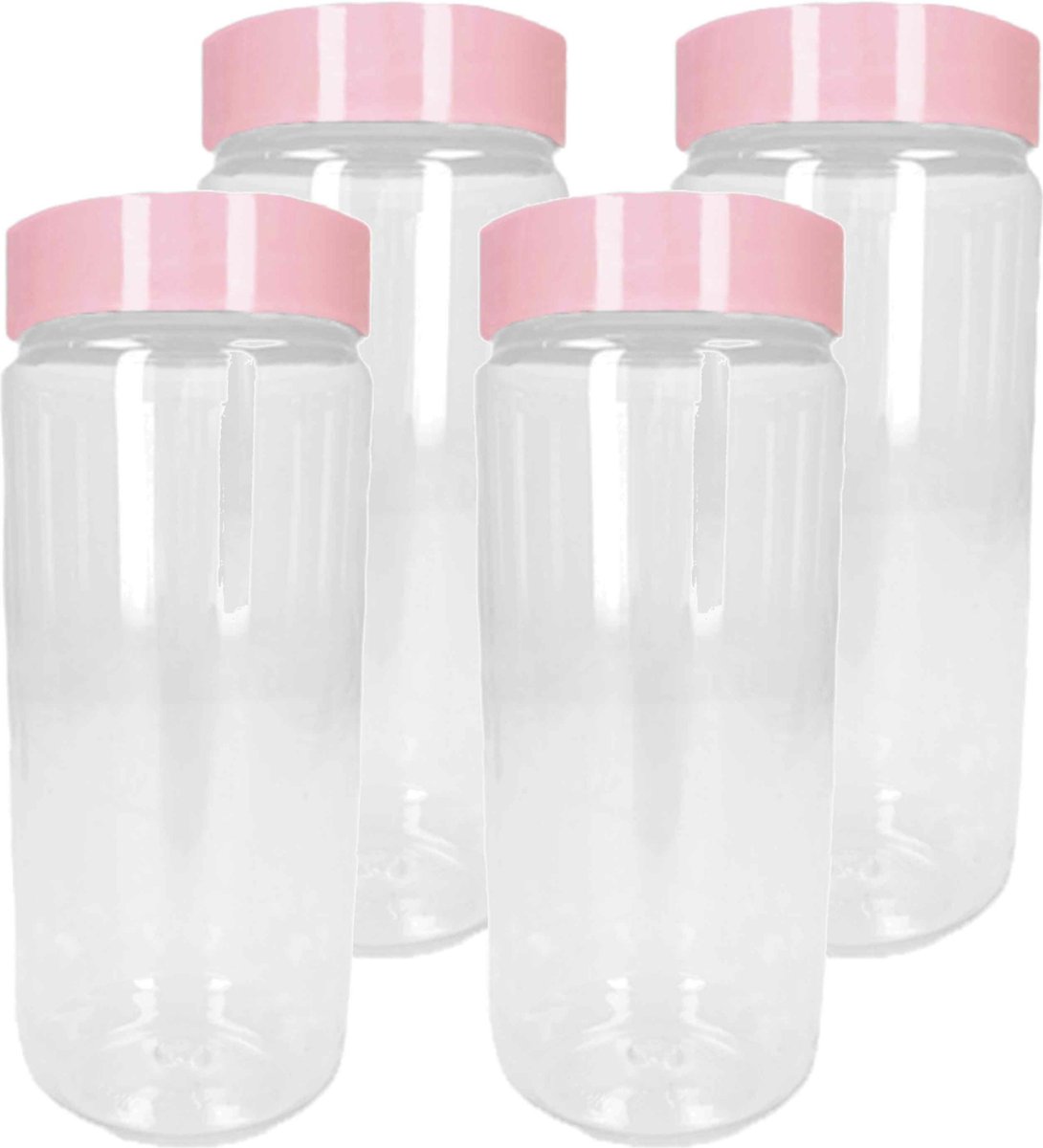 PlasticForte Voorraadpot/bewaarpot - 6x - 550 ml - kunststof - oud roze - B7 x H16 cm