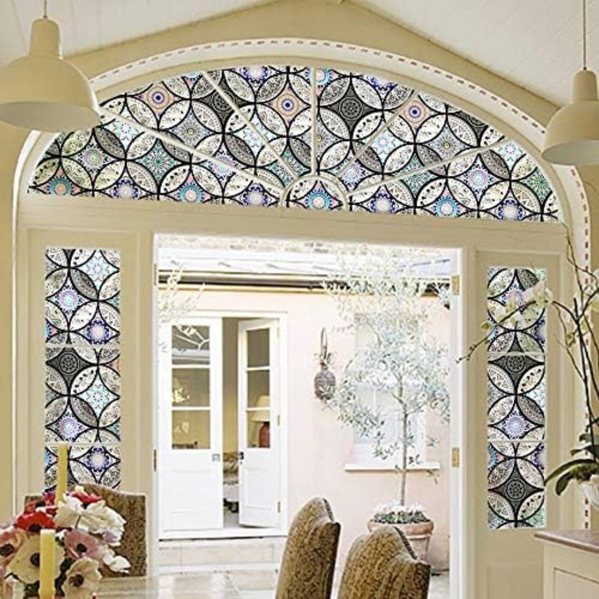 Glas in lood Window Film Vintage Getint Venster Glas Met Anti-gluren
