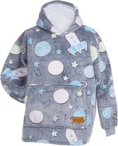 Vitapur Hoodie Deken inclusief bijpassende sokken - Kind - Plaid - Snuggle hoodie - Hoodie deken - Fleece Deken - Snuggie - Deken - Cadeau - Rakket Neon