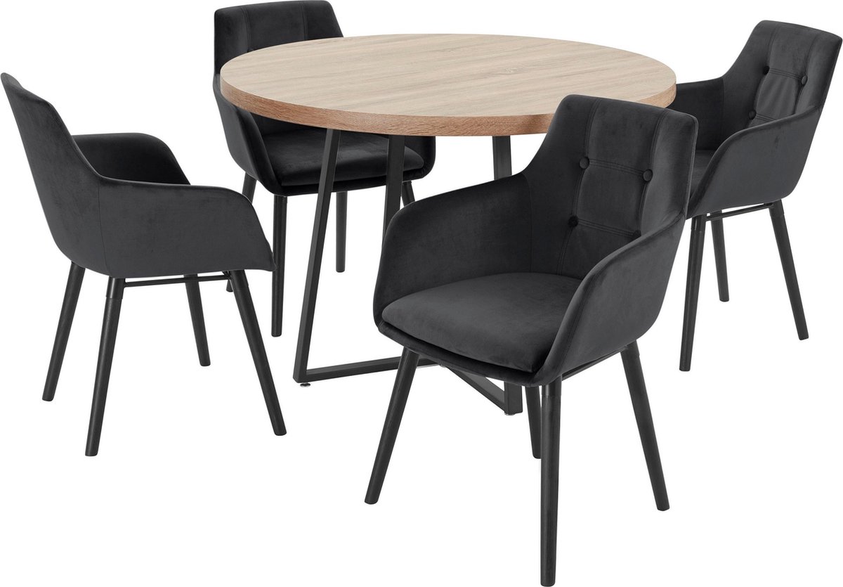 Notio Living Anja&Bradford-Eetset - 110 cm - Zwart