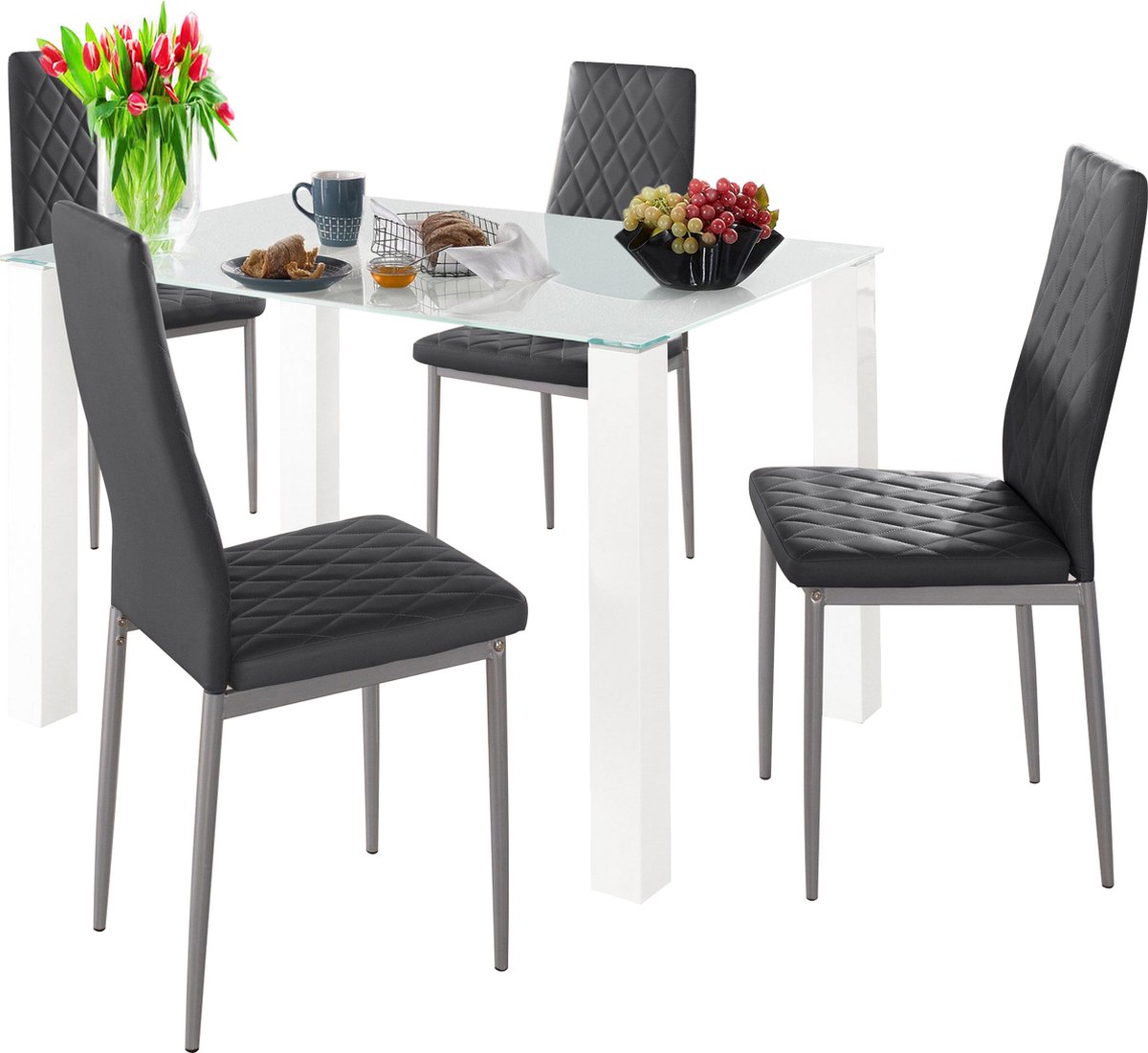 Notio Living Norma&Brooke-Eetset - 120 cm - Zwart Wit