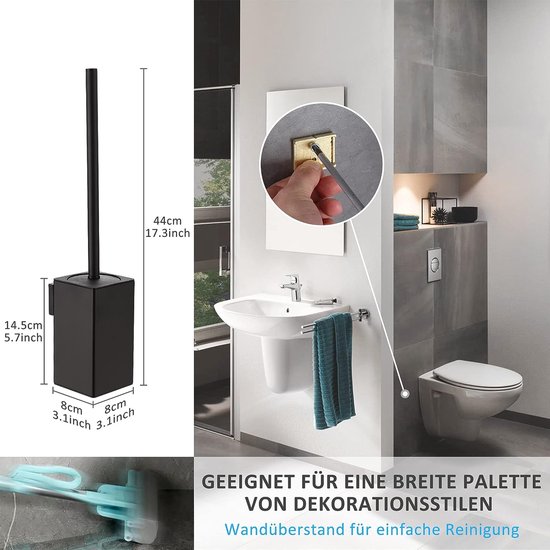 Brosse WC, noire, brosse WC, murale, brosse WC, mur en silicone, design  rectangulaire