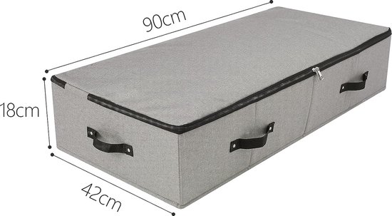 Lot De 2 Boîtes De Rangement Pliables Sous Lit - 90x42x18cm - Tissu Résistant - 6 Poignées - Fermeture Éclair - Pour Couettes, Vêtements