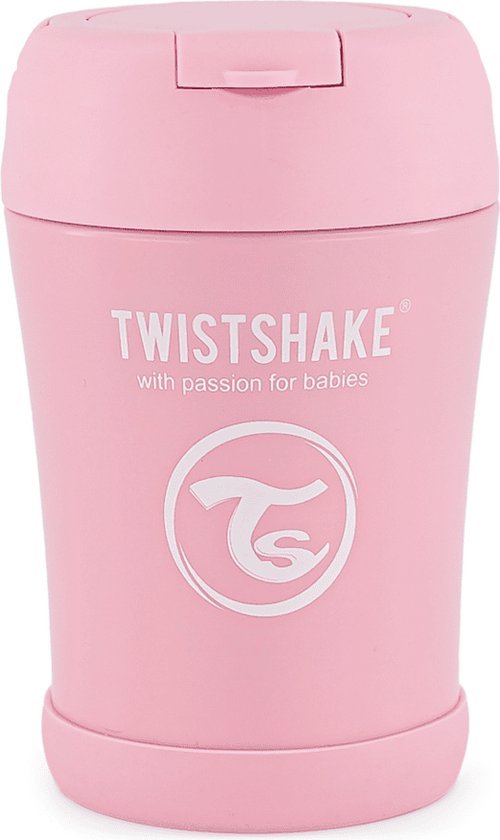 Foto: Twistshake thermosbeker 350 ml pastelroze roestvrijstalen isoleerbeker thermosfles kind