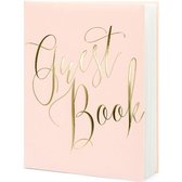 Gastenboek roze/goud 20 x 25 cm - 22 paginas - 44 bladzijden - Bruiloft gastenboeken