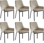 PASCAL MORABITO Set van 6 stoelen met fluweel en metalen armleuningen - Beige - CAROLONA - van Pascal Morabito L 57 cm x H 85 cm x D 60.5 cm