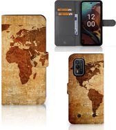 Telefoonhoesje Nokia XR21 Wallet Bookcase Wereldkaart