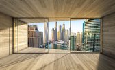 Fotobehang - Vlies Behang - Dubai Stad Terras Zicht 3D - 208 x 146 cm