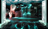 Fotobehang - Vlies Behang - Grote Waterval door Open Deuren 3D - 208 x 146 cm