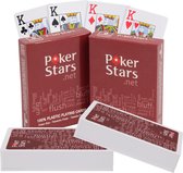 (2x) Jeu de cartes en plastique PokerStars (pack duo) | Cartes de poker (format large) | Étanchéité | Sans courbure et sans plis | Flexible | Cartes à jouer pour le poker - 2 x Rouge