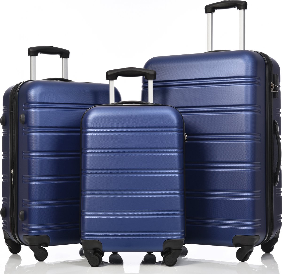Merax 3-delig Kofferset met Cijferslot - Trolleyset ABS 40L, 75L & 115 Liter - Koffers voor op Reis - Blauw