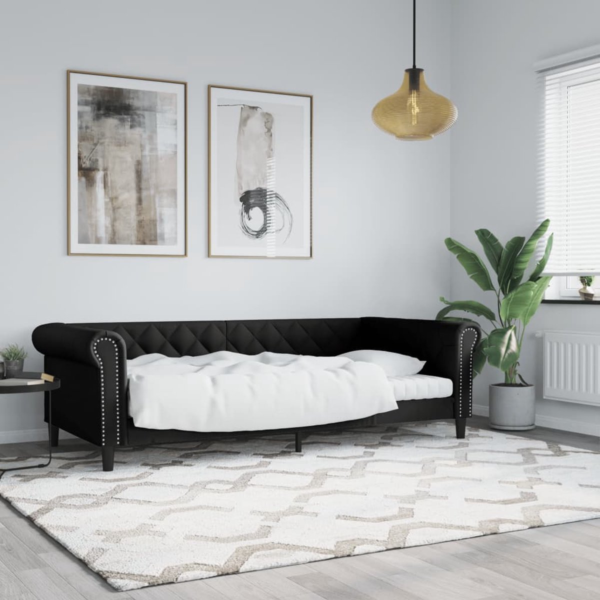 vidaXL Slaapbank - 90x190 - cm - kunstleer - zwart