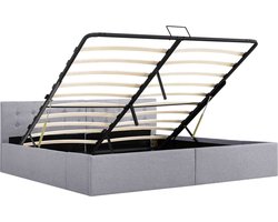 vidaXL Boxspring Bed - Stof Bed - Bedframe met hydraulische opslag stof lichtgrijs 180x200 cm - Dubbel Bed - Elektrisch Verstelbaar Bed - Opbergbed
