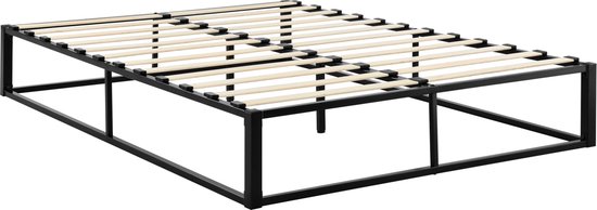 Stalen bed Ness - Met lattenbodem - 160x200 cm - Zwart - Modern design