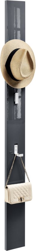 Wandkapstok Staci - Glanzend - 170x15x25 cm - Grijs - Modern Design
