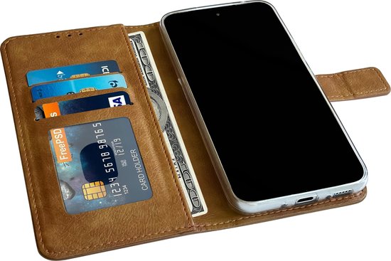 Étui Casemania pour Apple iPhone 15 Marron - Étui portefeuille - Porte-cartes et languette magnétique